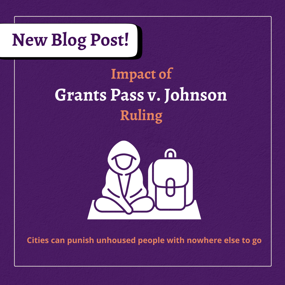 Photo of person wearing a hoody sitting cross-legged on the ground next to a backpack. Impact of Grants Pass v. Johnson Ruling. Cities can punish unhoused people with nowhere else to go