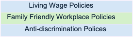 1. Living wage policies. 2. Family Friendly Workplace Policies.  3.  Anti-discrimination Policies.